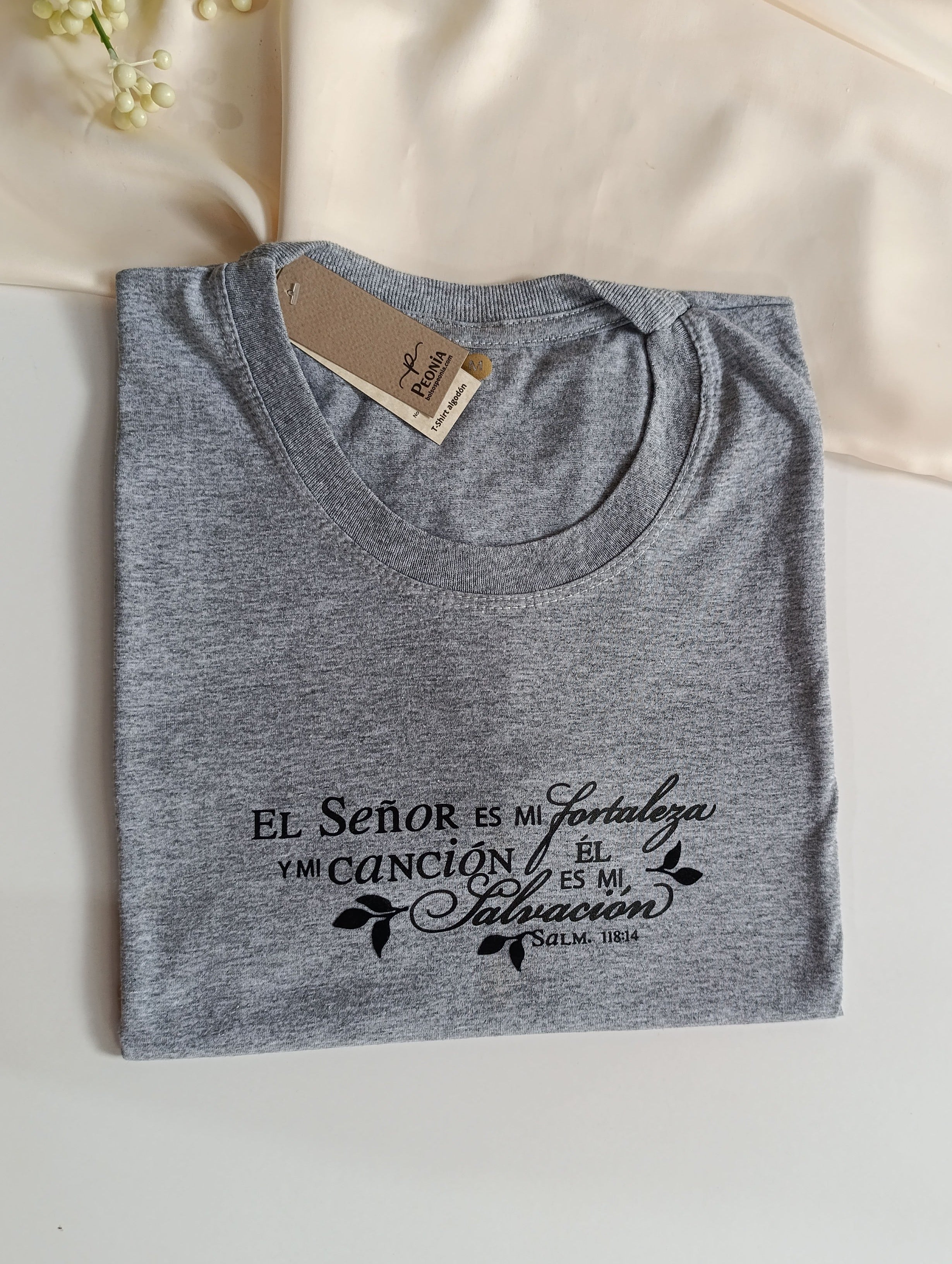 Remera T-Shirt con estampa , color gris.
