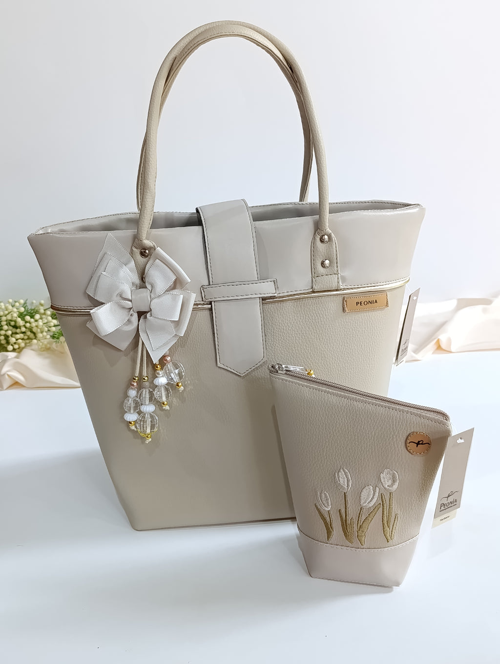 Bolso porta Mate Eleganzza color Beige con Dorado