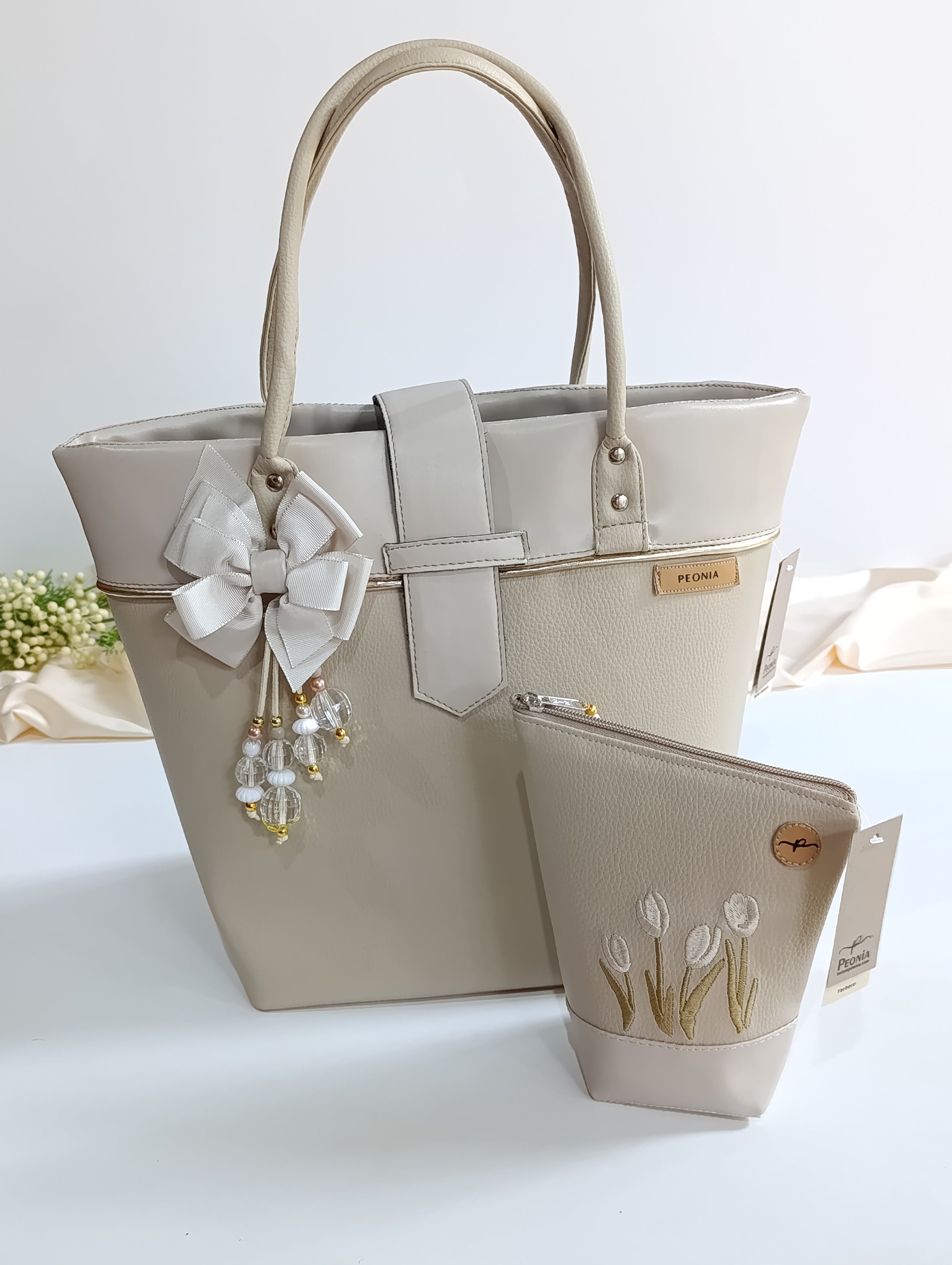 Bolso porta Mate Eleganzza color Beige con Dorado