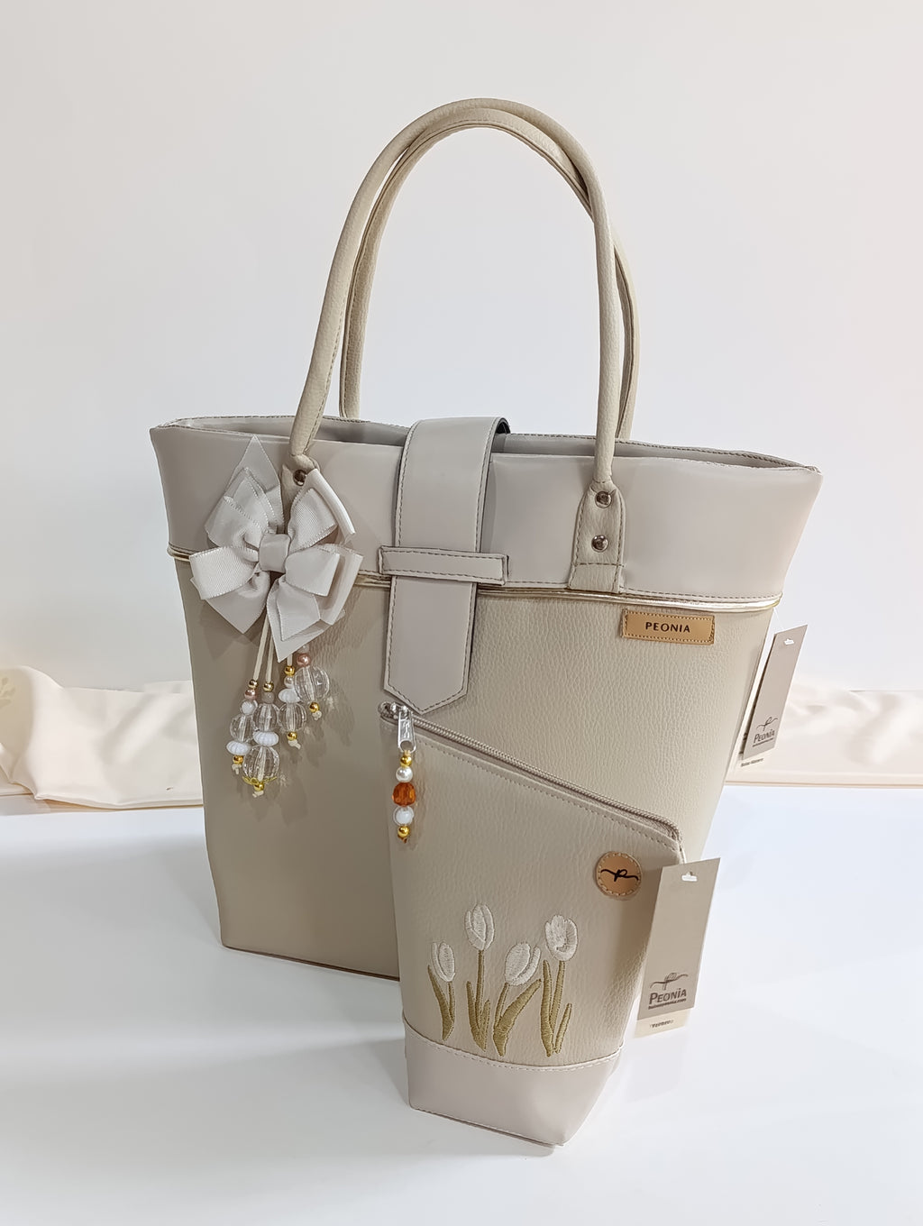 Bolso porta Mate Eleganzza color Beige con Dorado