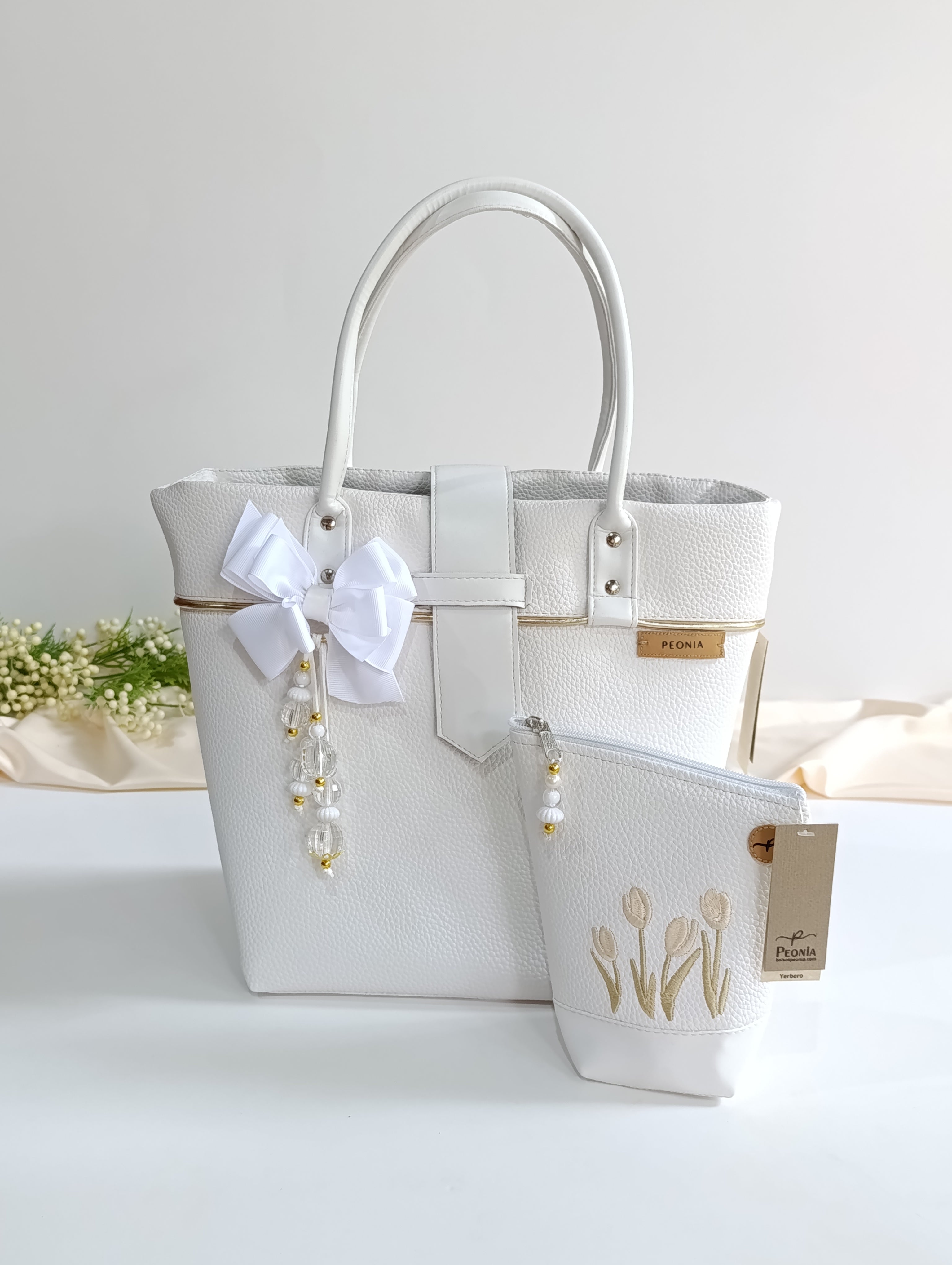 Bolso porta Mate Eleganzza color Blanco con Dorado