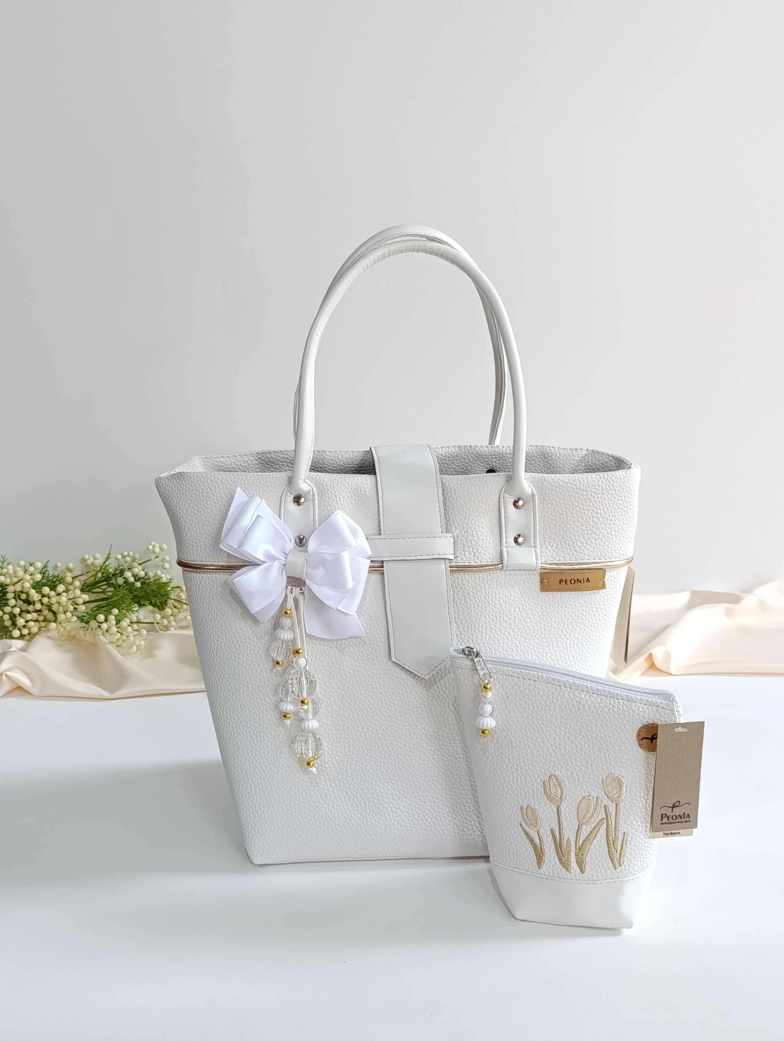 Bolso porta Mate Eleganzza color Blanco con Dorado