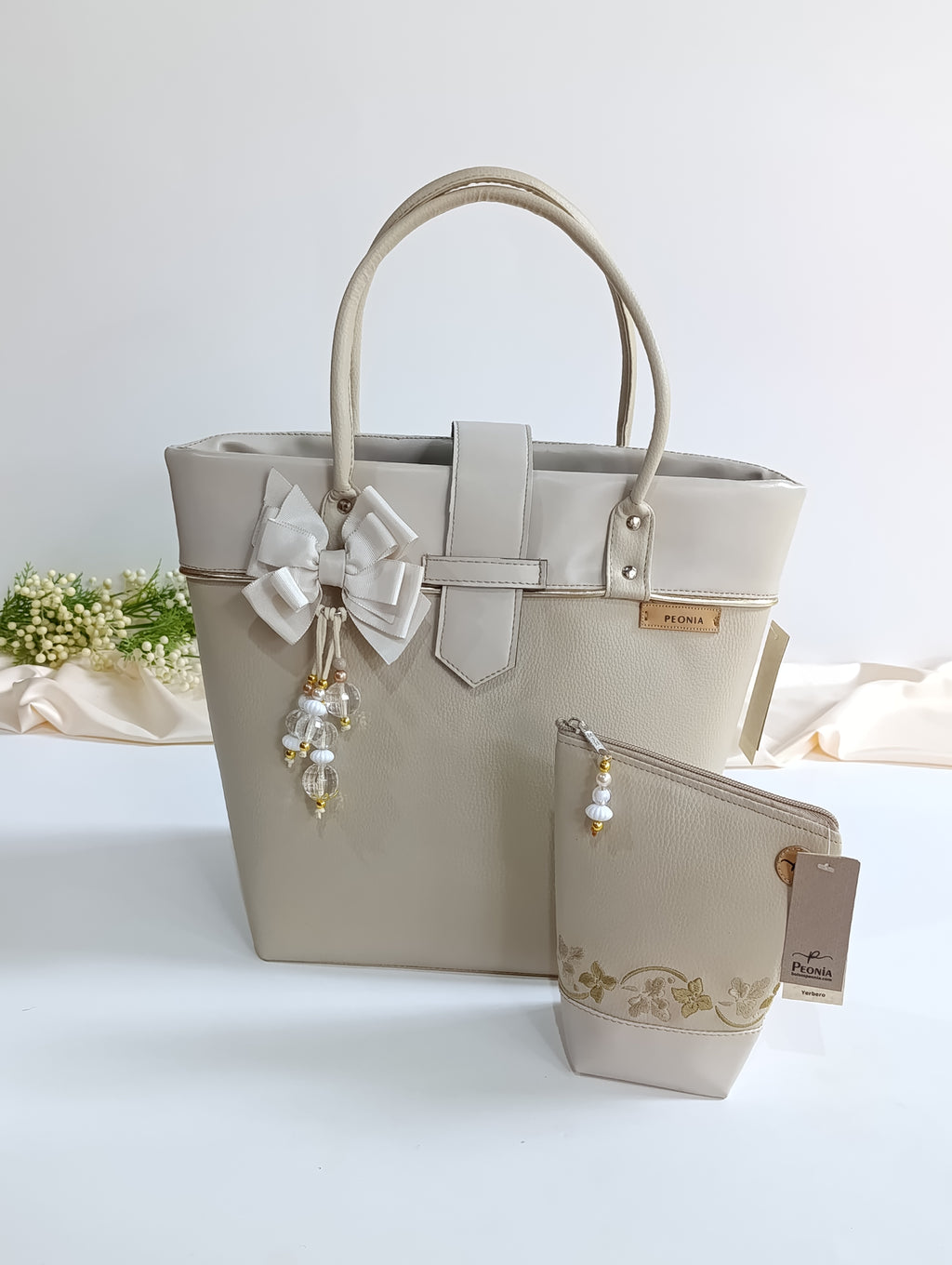 Bolso porta Mate Eleganzza color Beige con Dorado