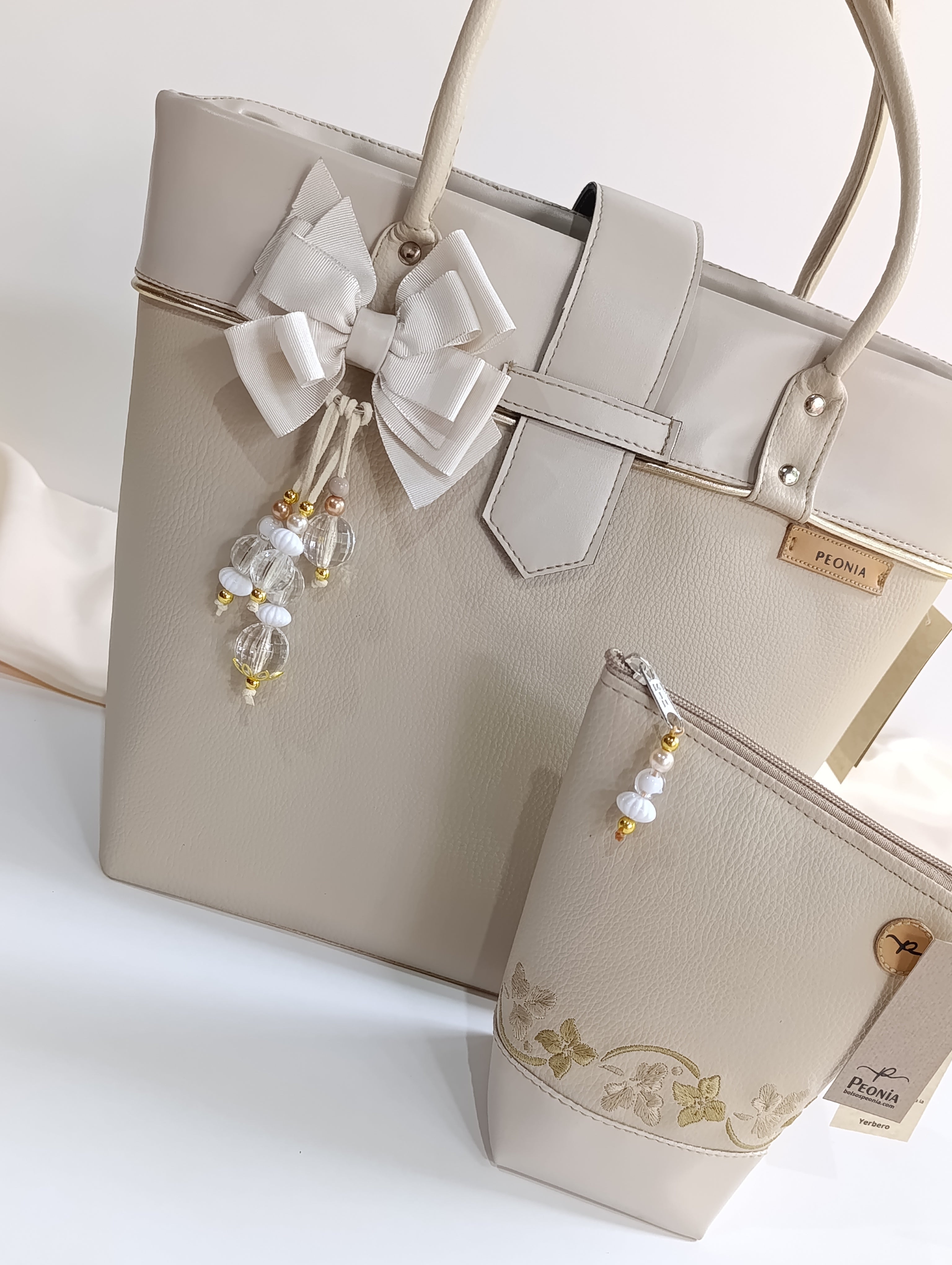 Bolso porta Mate Eleganzza color Beige con Dorado