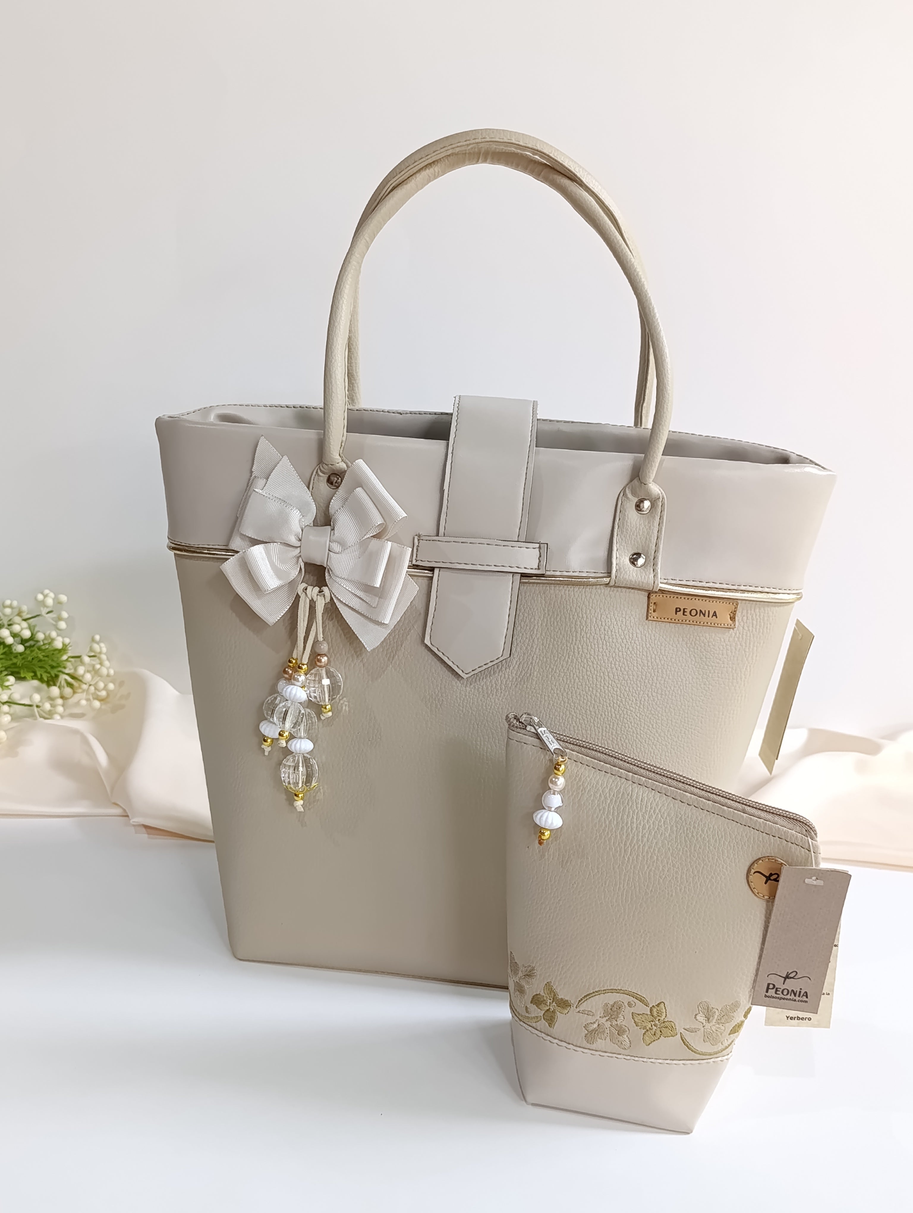 Bolso porta Mate Eleganzza color Beige con Dorado